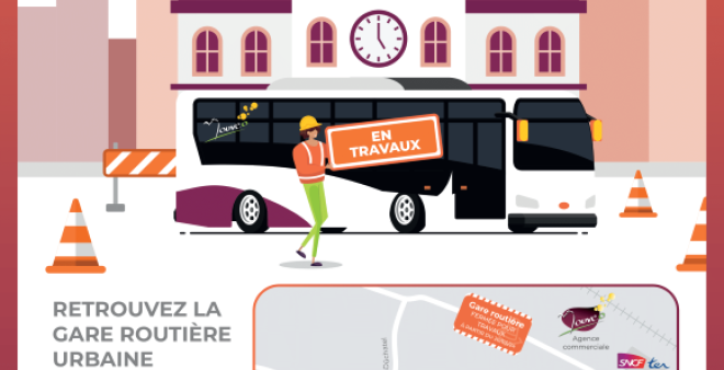 Affiche travaux gare routière